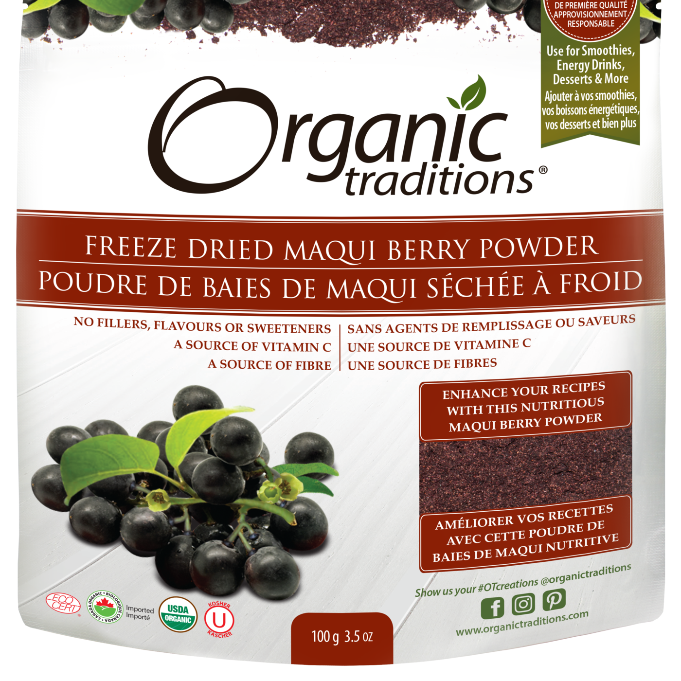 Organic Traditions Freeze Dried Macqui Berry Powder - JoyVIVA -  