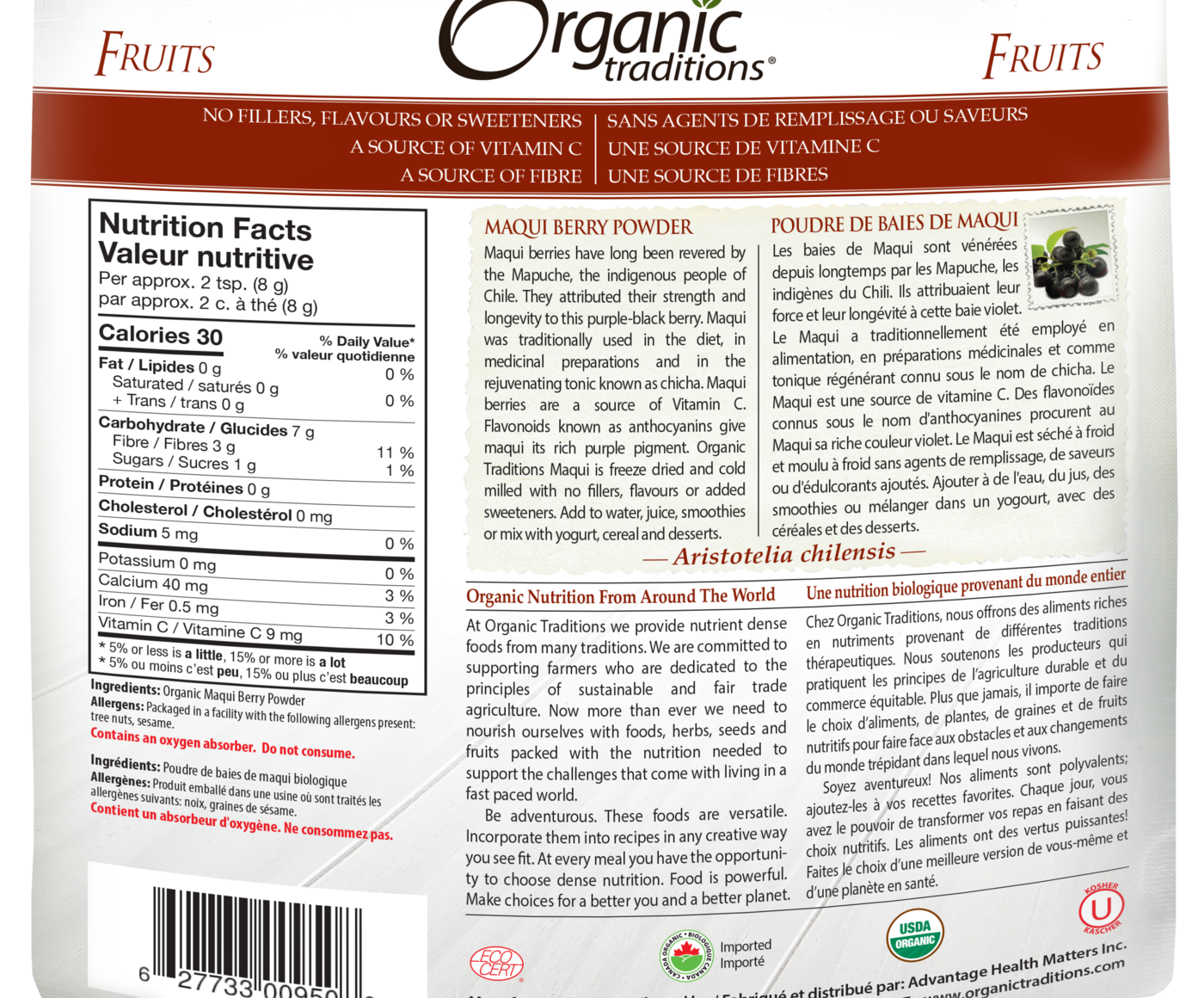 Organic Traditions Freeze Dried Macqui Berry Powder - JoyVIVA -  