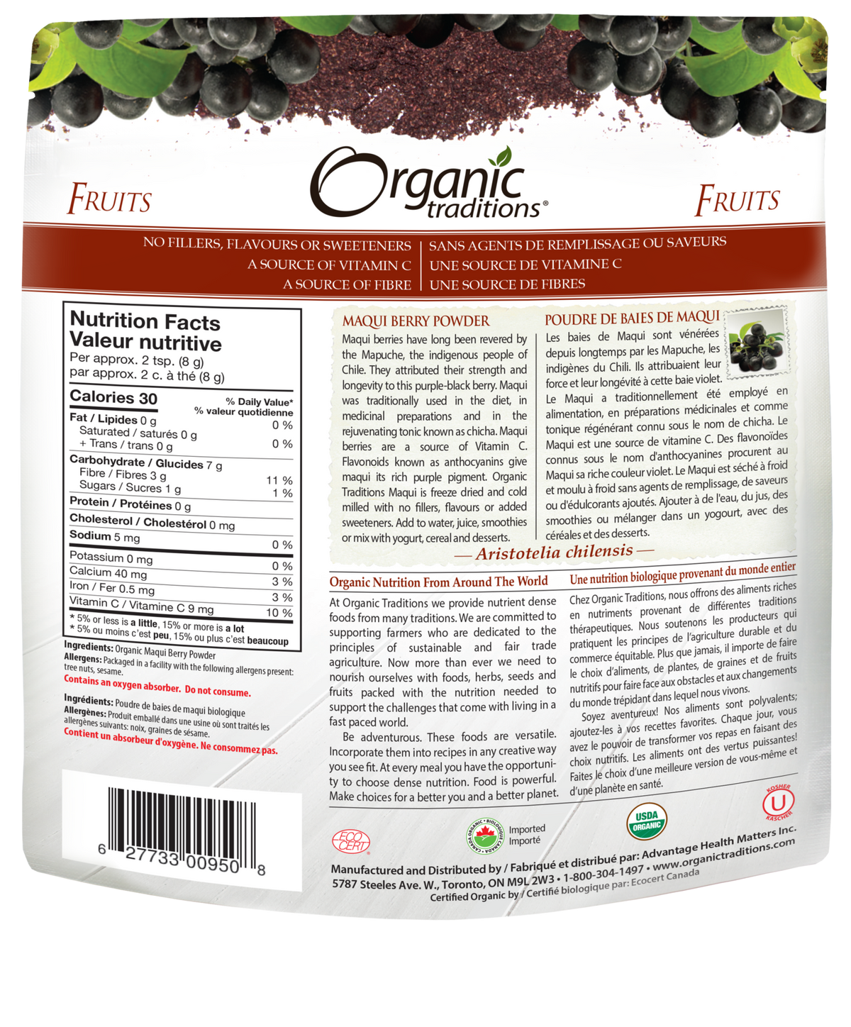 Organic Traditions Freeze Dried Macqui Berry Powder - JoyVIVA -  