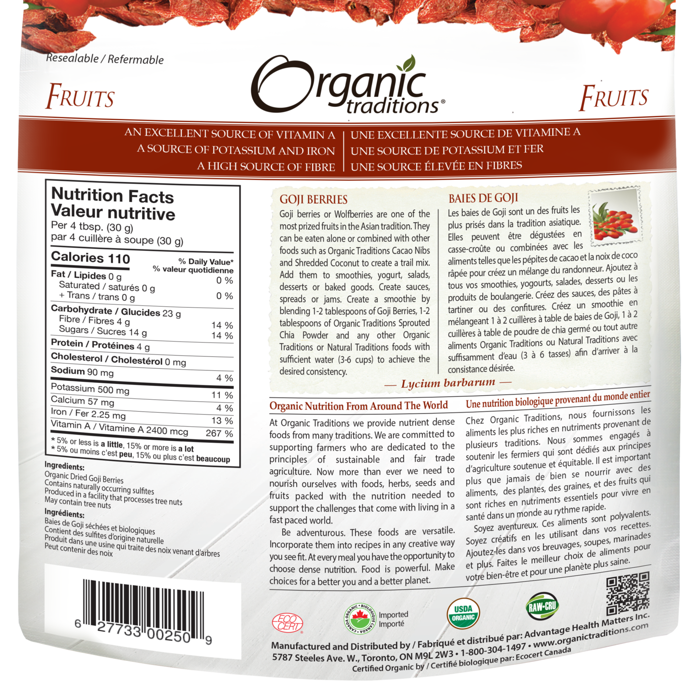 Organic Traditions Goji Berries - JoyVIVA -  