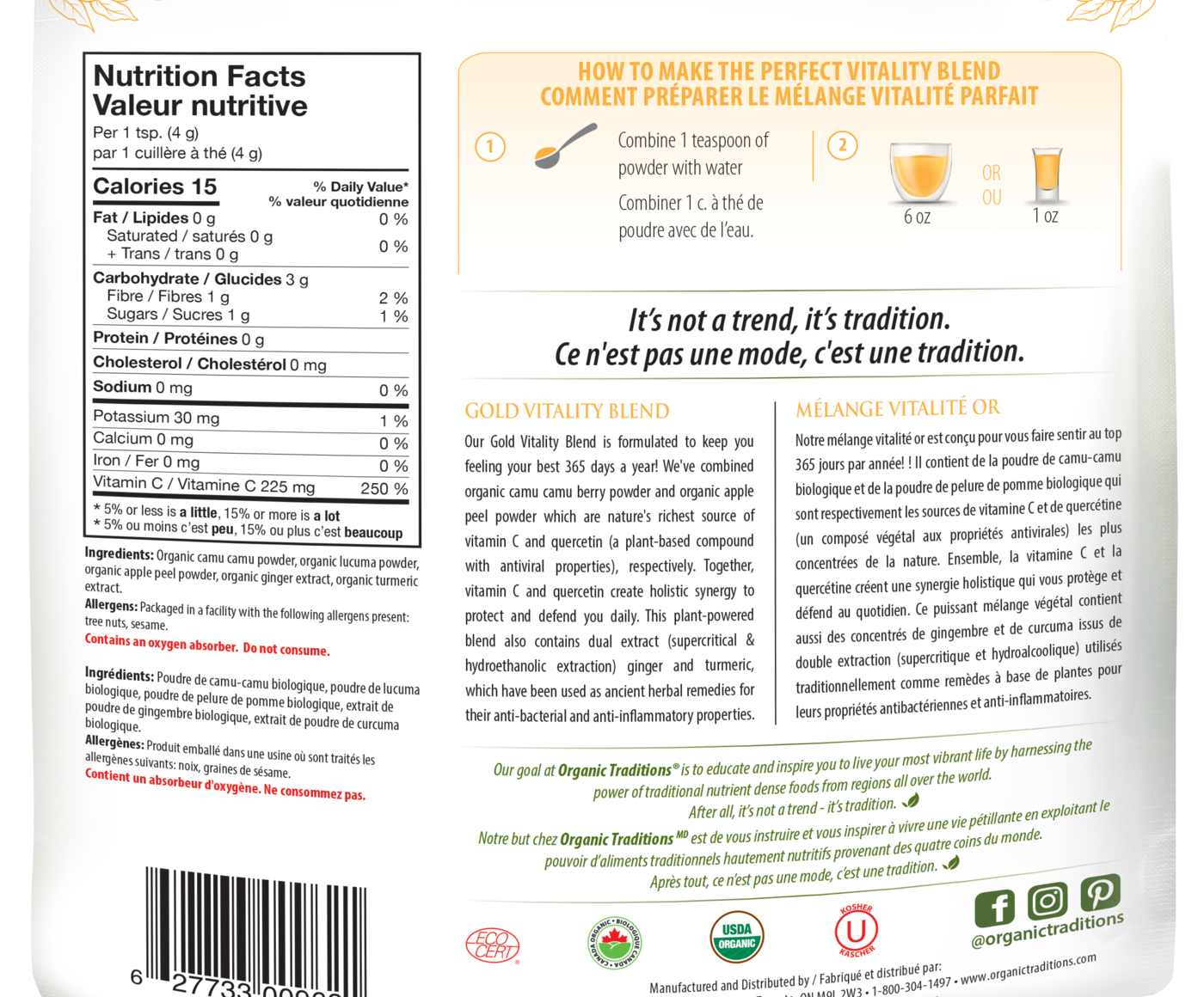 Organic Traditions Gold Vitality Blend - JoyVIVA -  