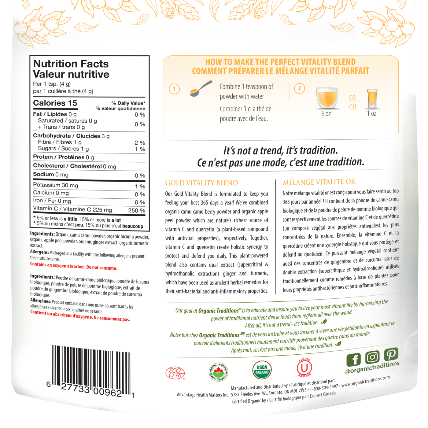 Organic Traditions Gold Vitality Blend - JoyVIVA -  