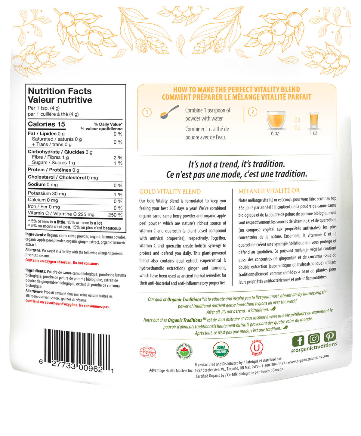 Organic Traditions Gold Vitality Blend - JoyVIVA -  