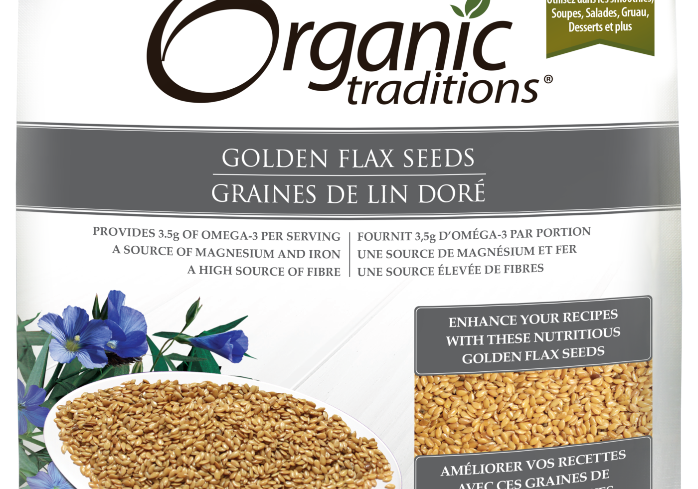 Organic Traditions Golden Flax Seeds - JoyVIVA -  