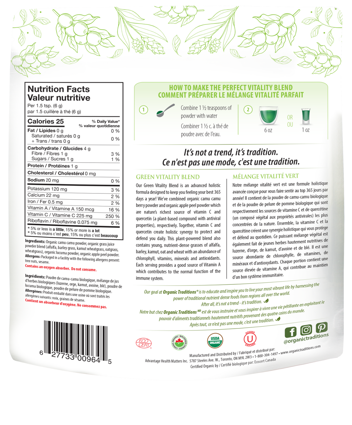 Organic Traditions Green Vitality Blend - JoyVIVA -  
