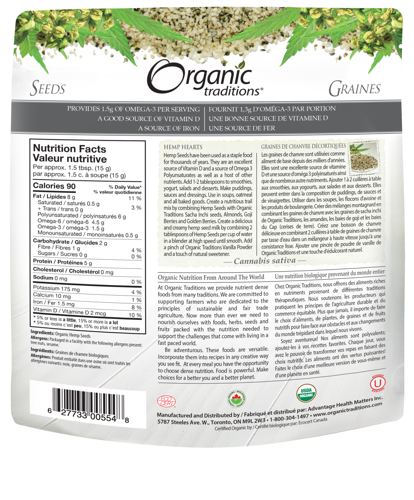 Organic Traditions Hemp Hearts - JoyVIVA -  