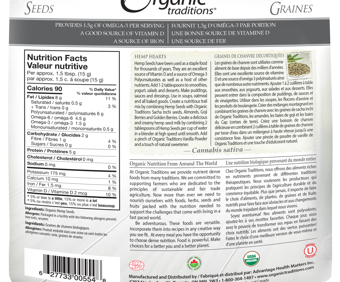 Organic Traditions Hemp Hearts - JoyVIVA -  