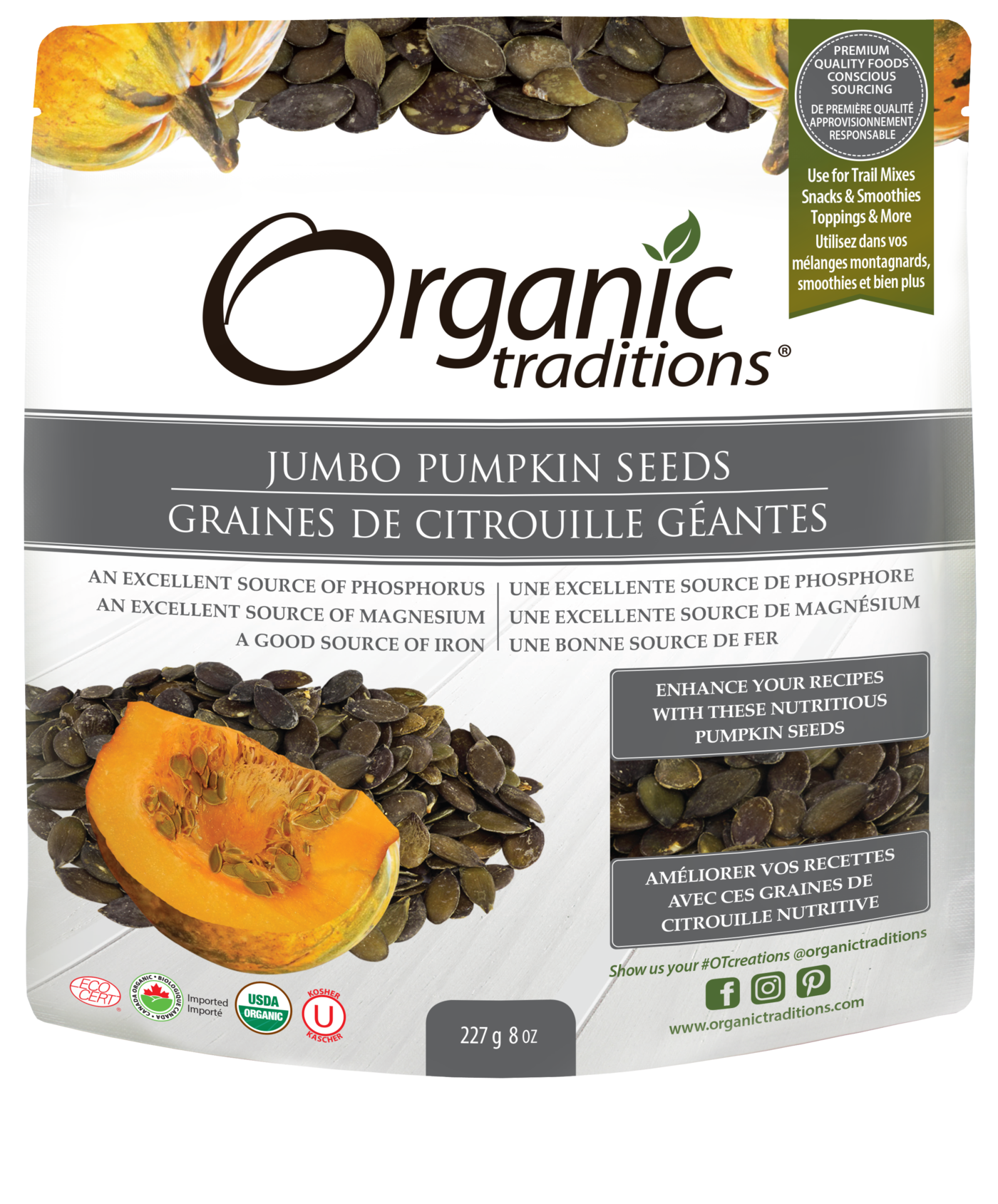 Organic Traditions Jumbo Pumpkin Seeds - JoyVIVA -  