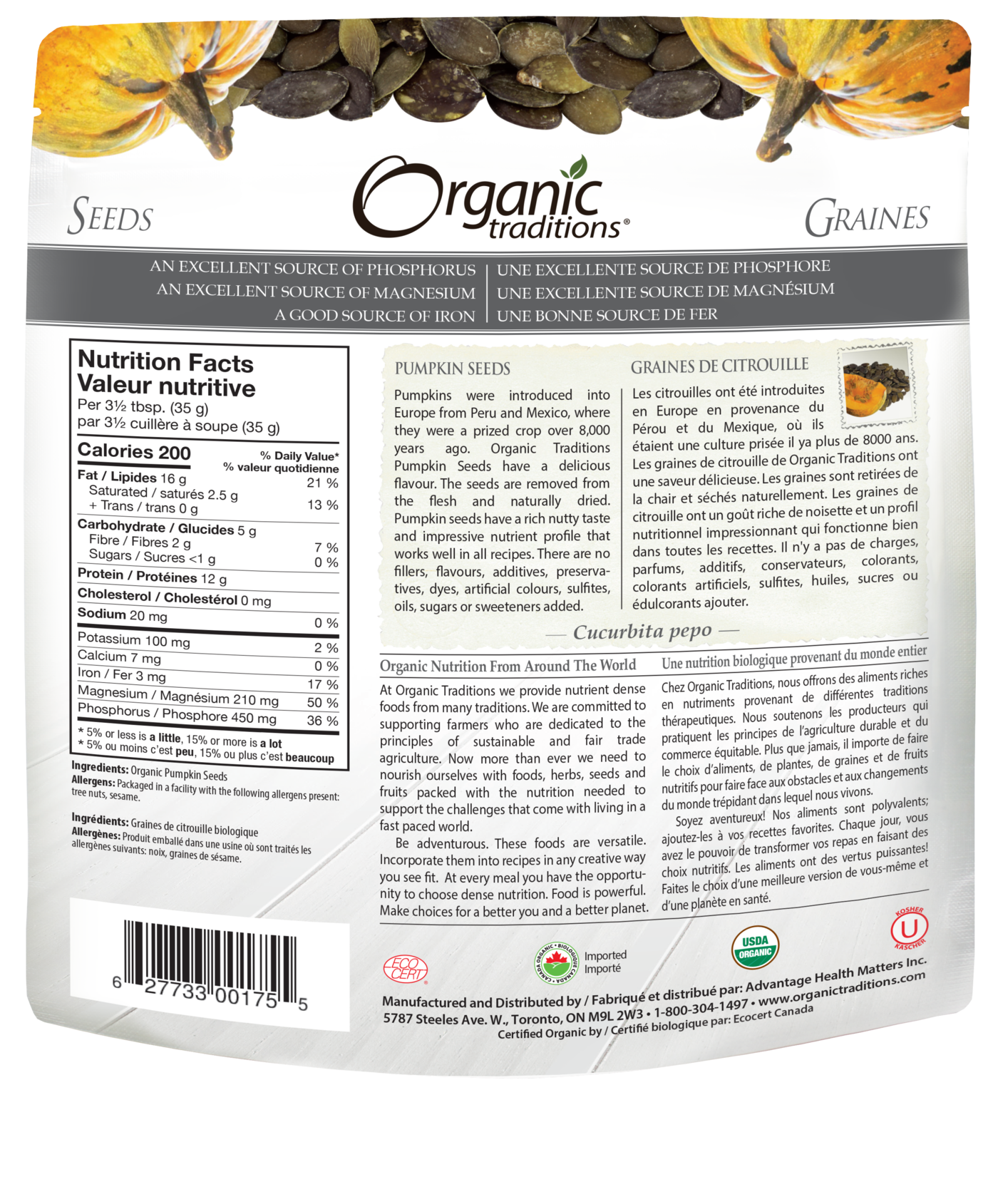 Organic Traditions Jumbo Pumpkin Seeds - JoyVIVA -  