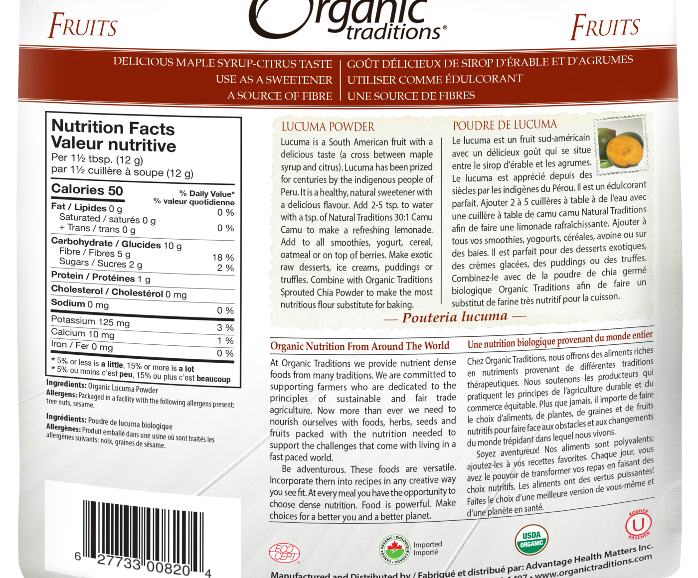Organic Traditions Lucuma Powder - JoyVIVA -  