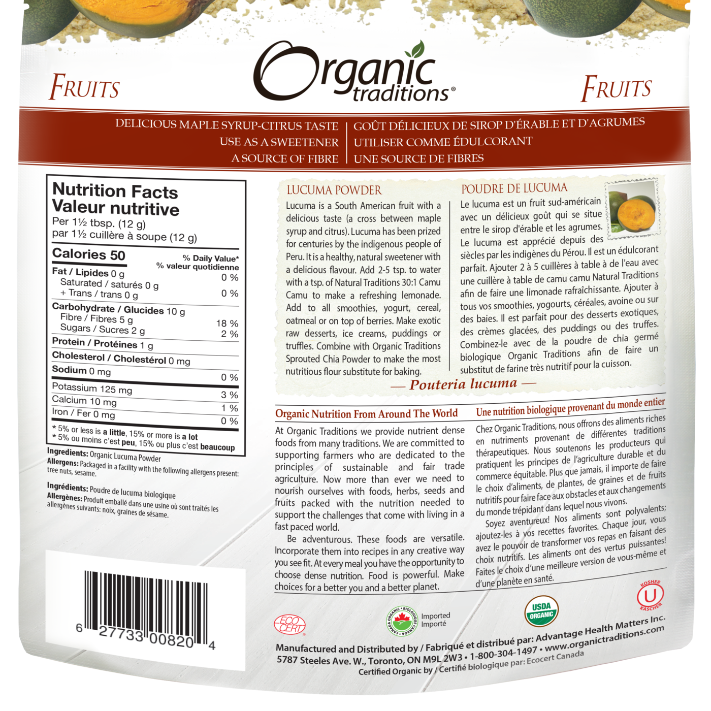 Organic Traditions Lucuma Powder - JoyVIVA -  