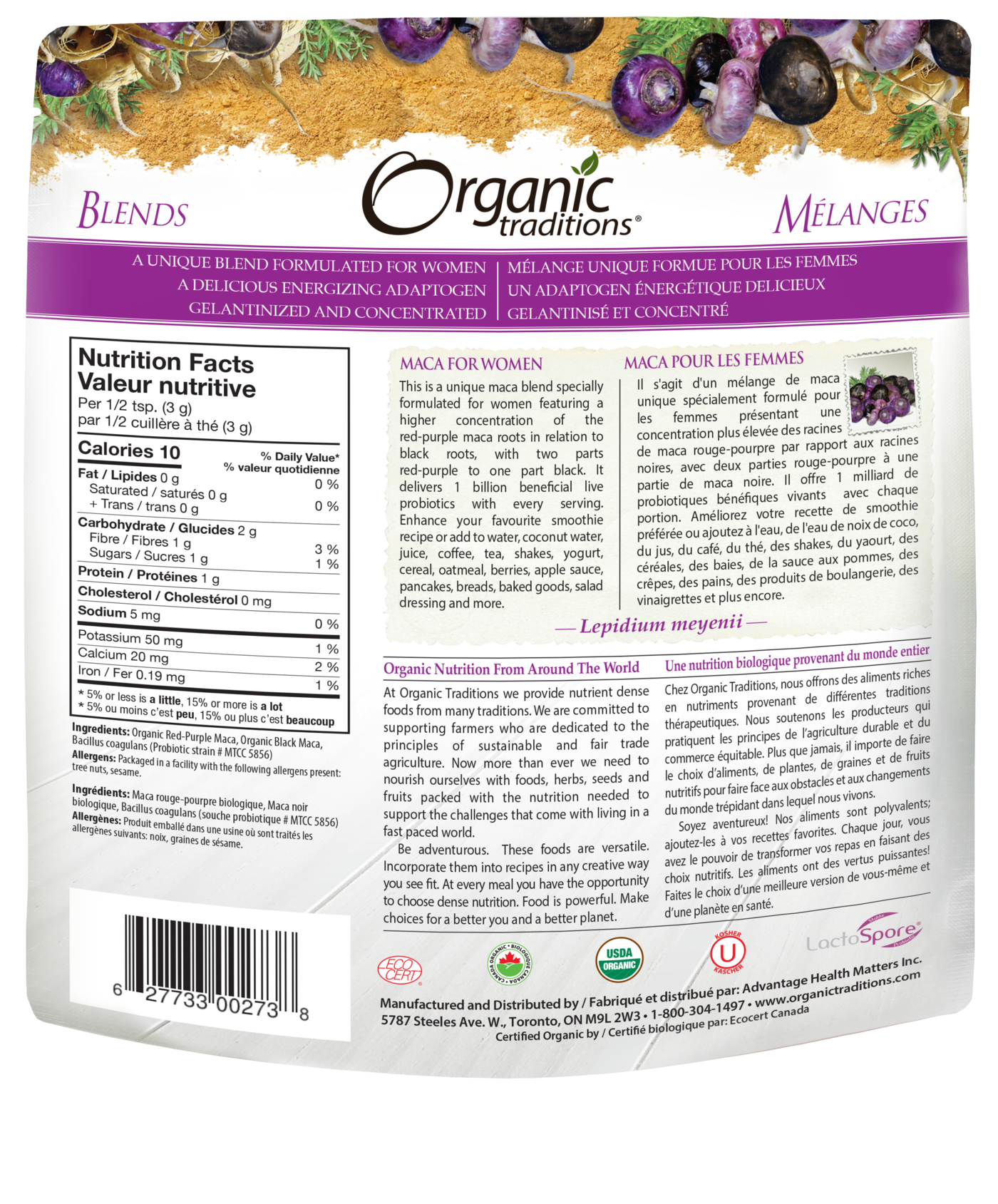 Organic Traditions Maca for Women with Probiotics - JoyVIVA -  