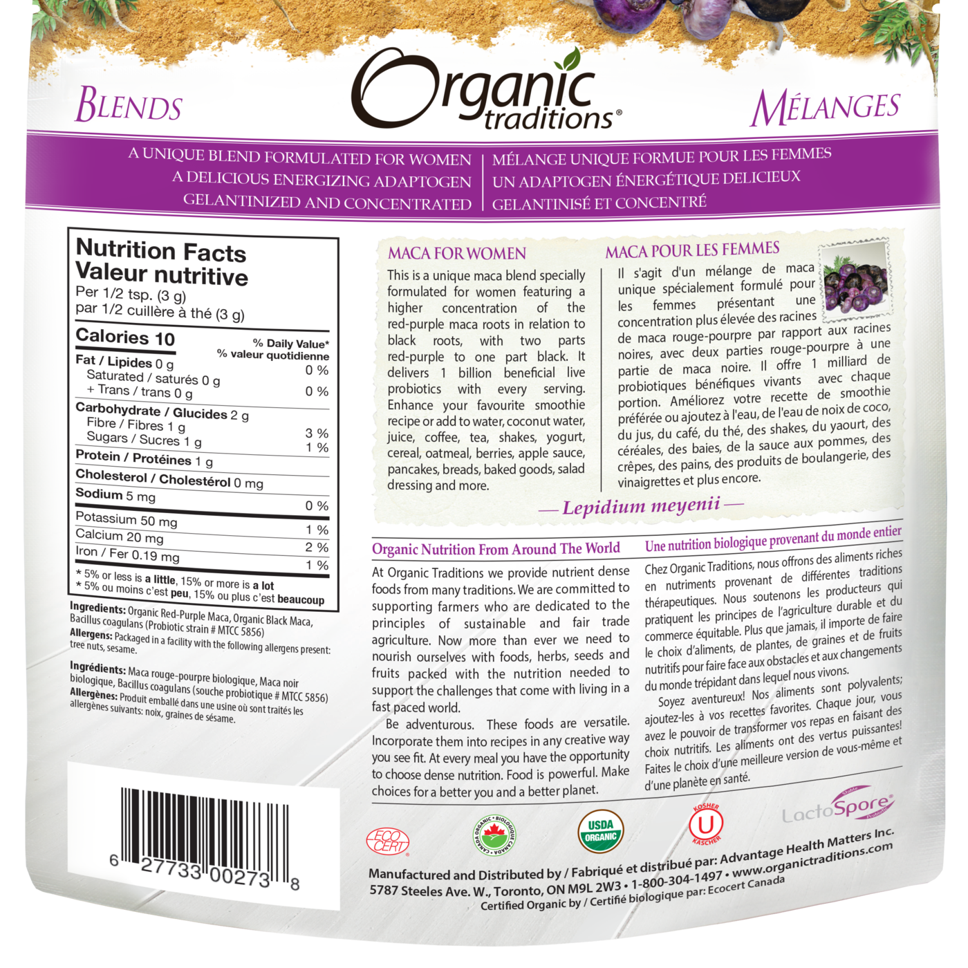 Organic Traditions Maca for Women with Probiotics - JoyVIVA -  