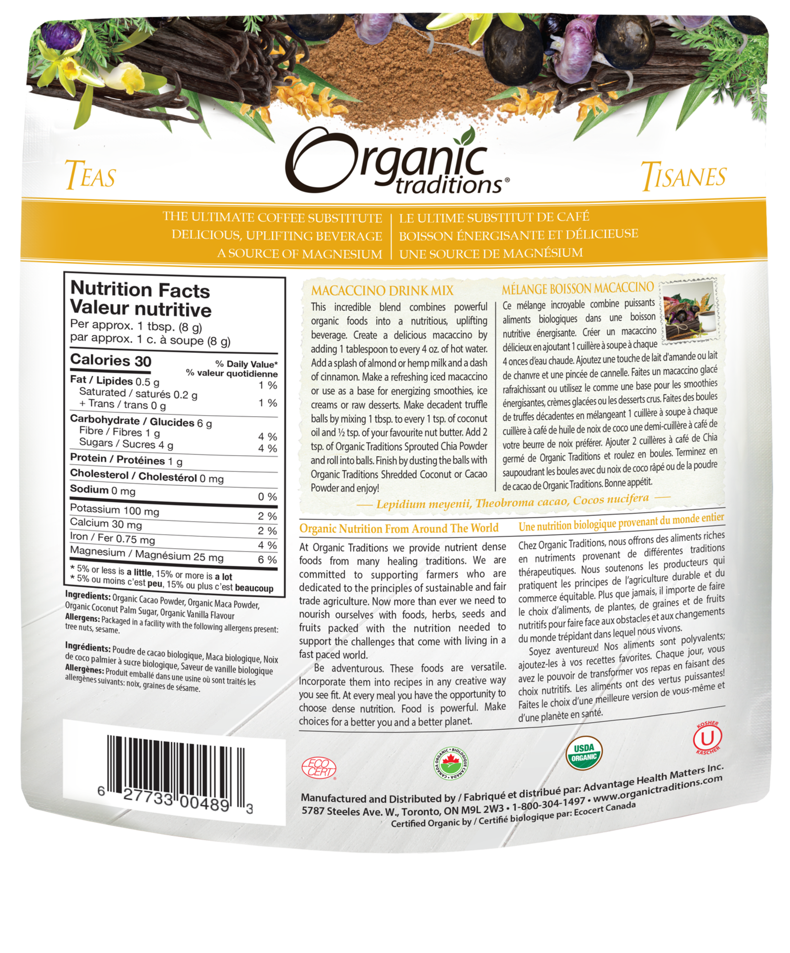 Organic Traditions Macaccino Drink Mix - JoyVIVA -  