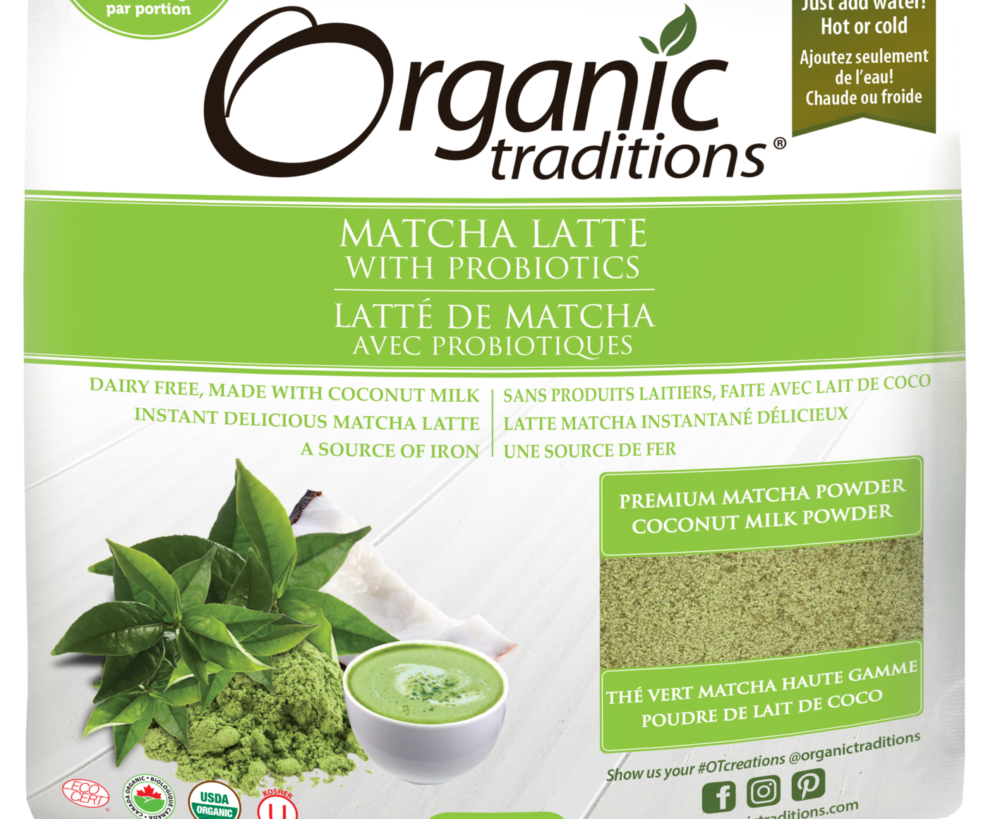 Organic Traditions Matcha Latte with Probiotics - JoyVIVA -  