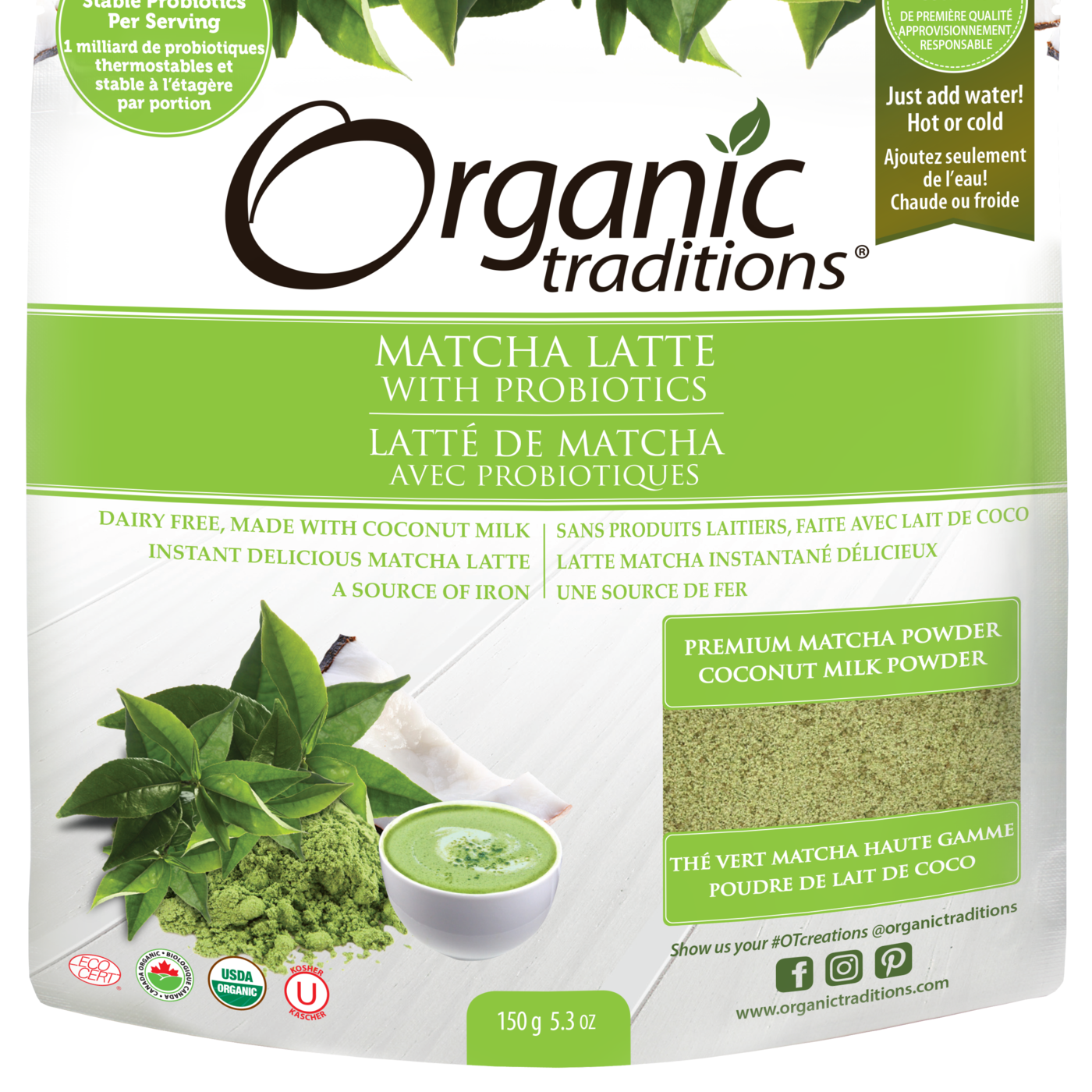 Organic Traditions Matcha Latte with Probiotics - JoyVIVA -  