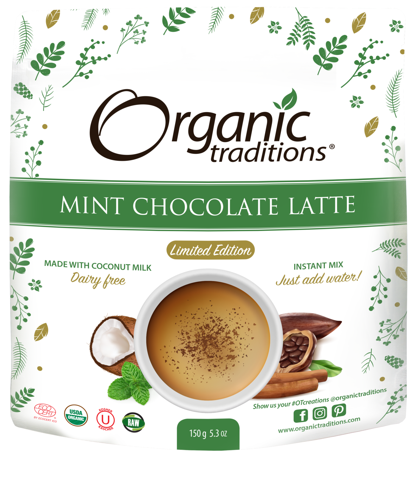 Organic Traditions Mint Chocolate Latte - JoyVIVA -  