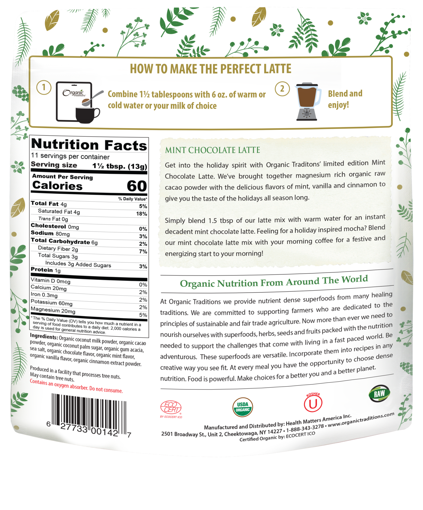 Organic Traditions Mint Chocolate Latte - JoyVIVA -  