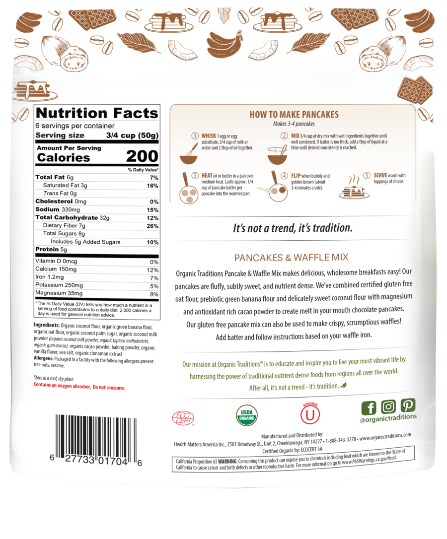 Organic Traditions Pancake & Waffle Chocolate Mix - JoyVIVA -  