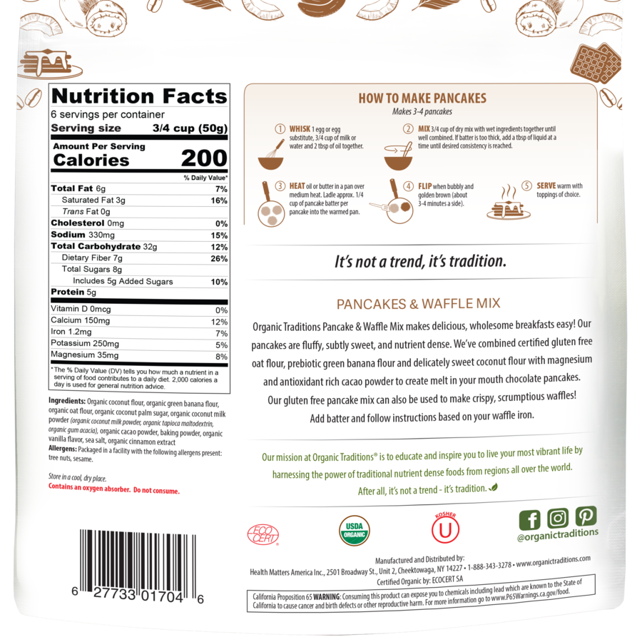 Organic Traditions Pancake & Waffle Chocolate Mix - JoyVIVA -  
