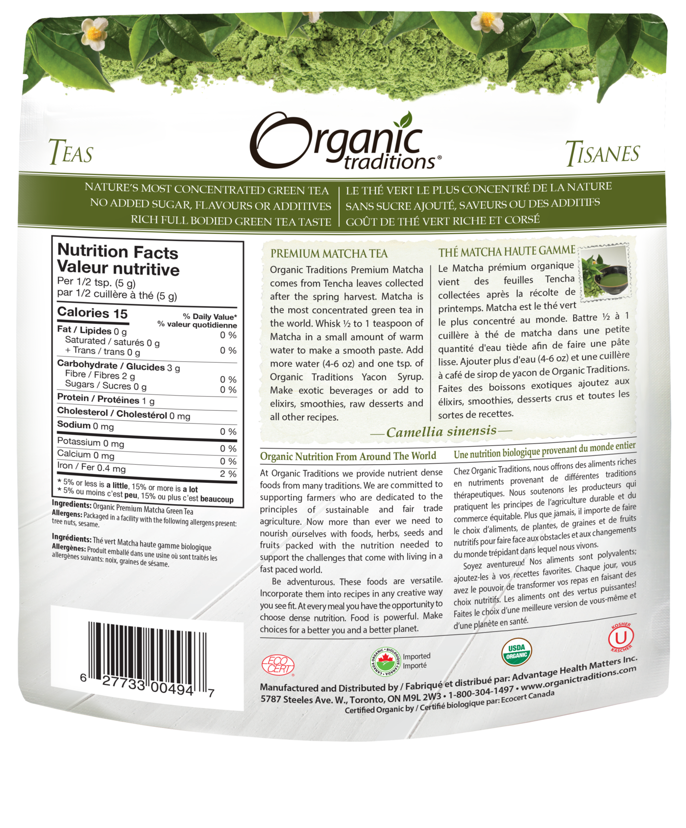 Organic Traditions Premium Matcha Tea - JoyVIVA -  