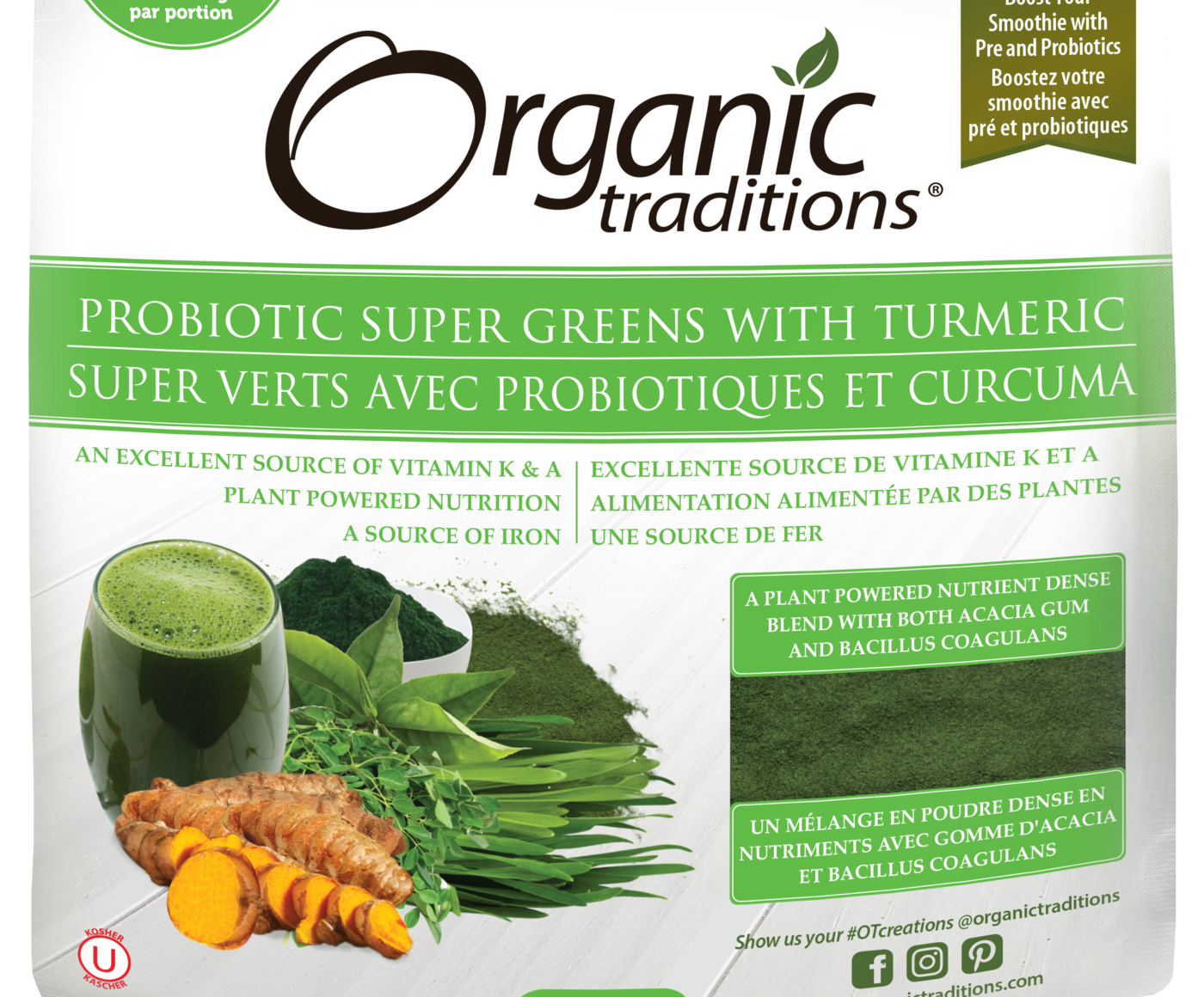 Organic Traditions Probiotic Super Greens with Turmeric - JoyVIVA -  