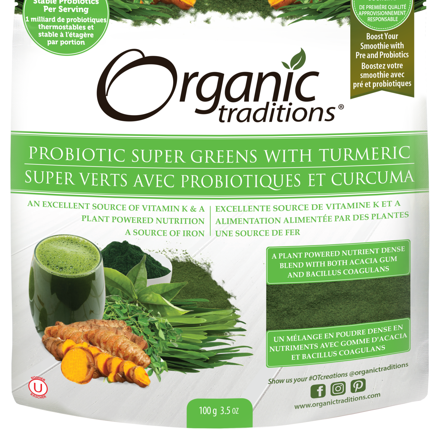 Organic Traditions Probiotic Super Greens with Turmeric - JoyVIVA -  
