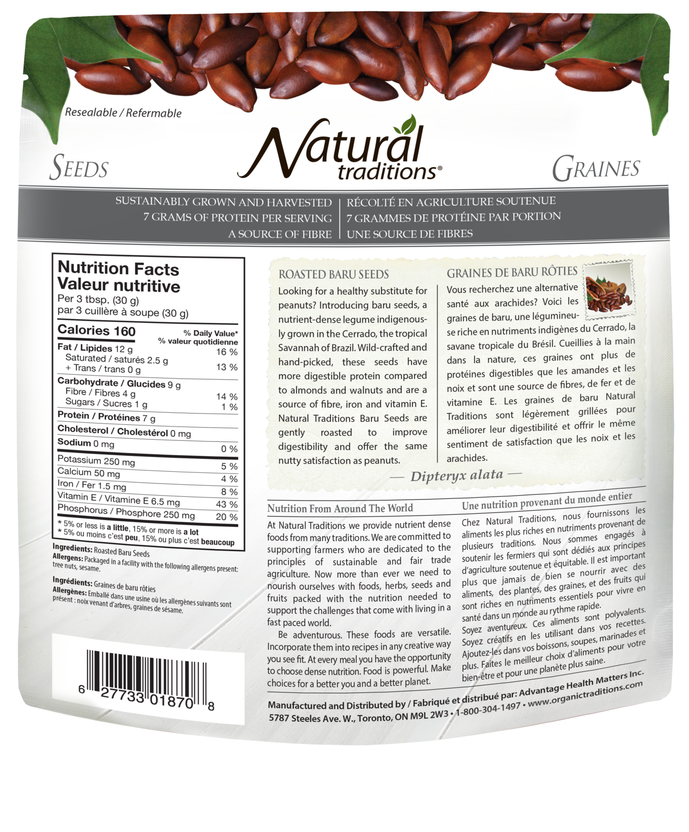 Organic Traditions Roasted Baru Seeds - JoyVIVA -  