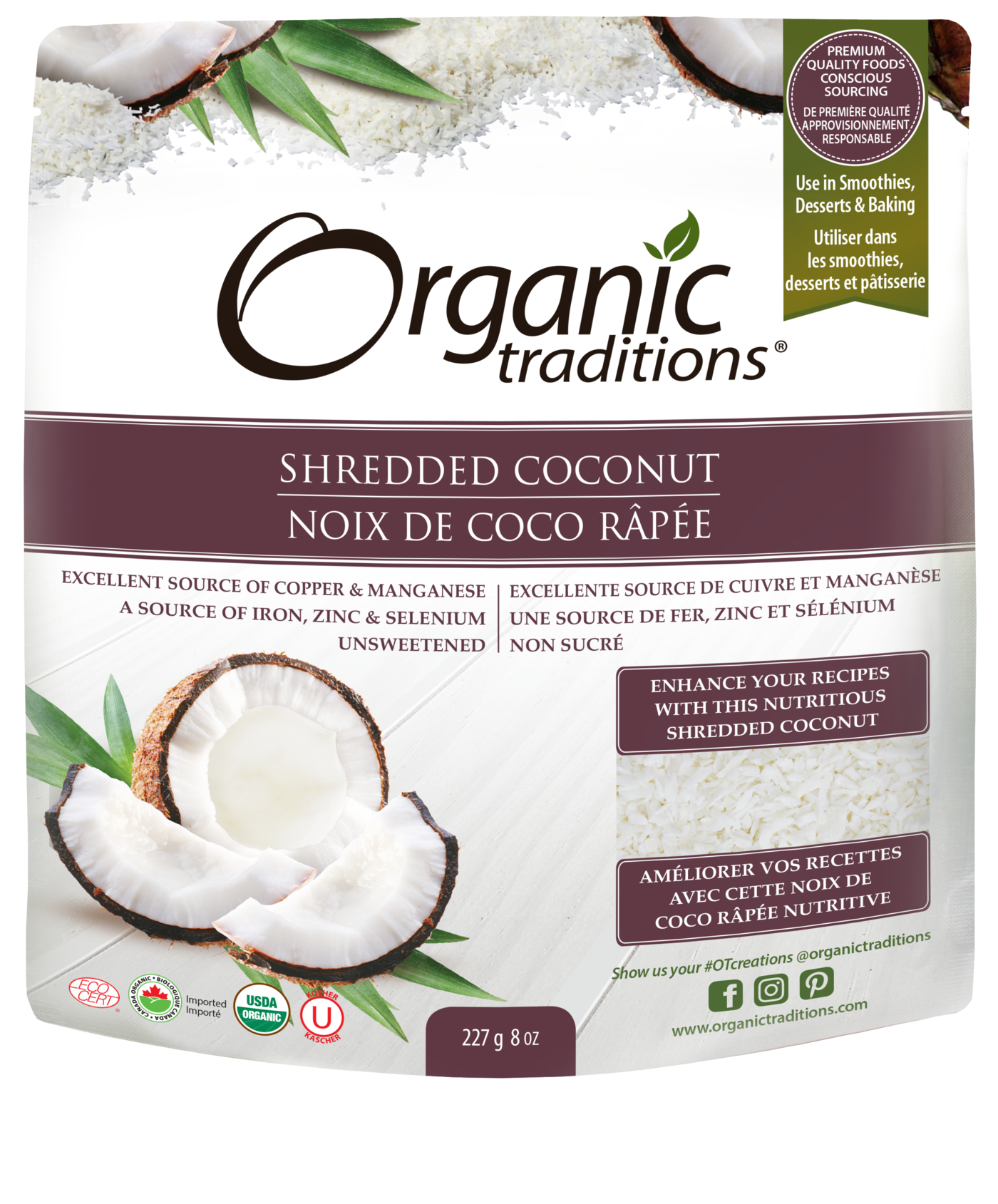 Organic Traditions Shredded Coconut - JoyVIVA -  