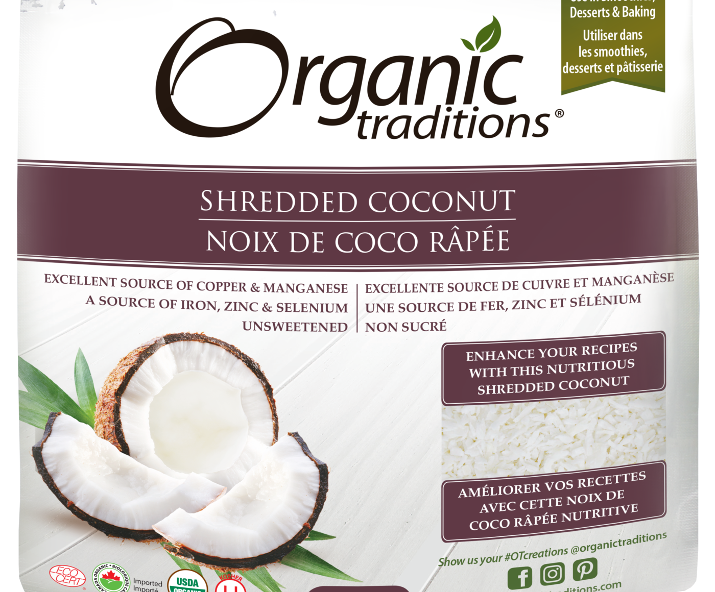 Organic Traditions Shredded Coconut - JoyVIVA -  