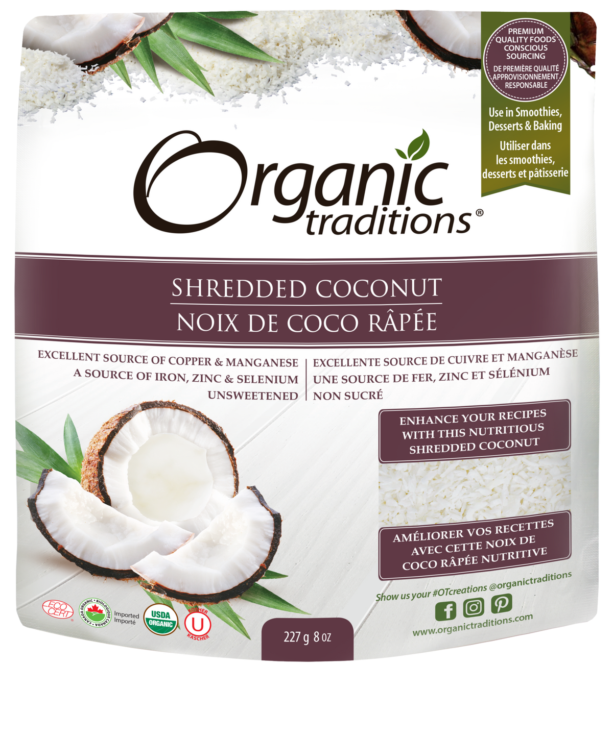Organic Traditions Shredded Coconut - JoyVIVA -  