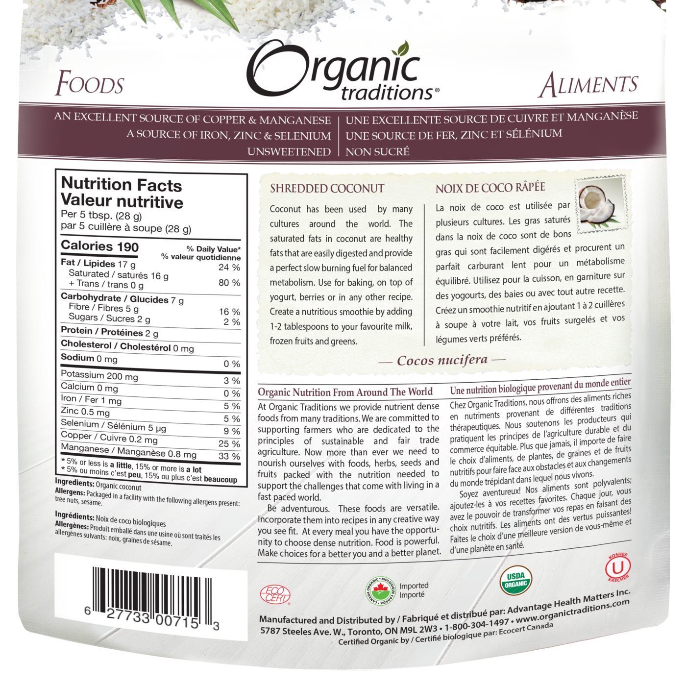 Organic Traditions Shredded Coconut - JoyVIVA -  