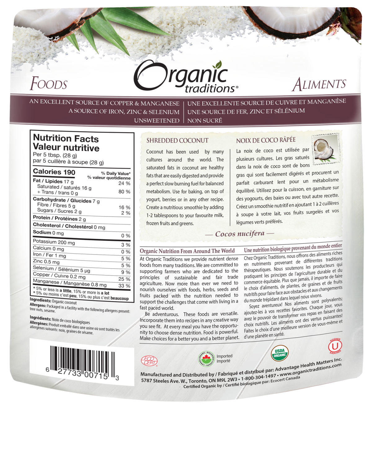 Organic Traditions Shredded Coconut - JoyVIVA -  