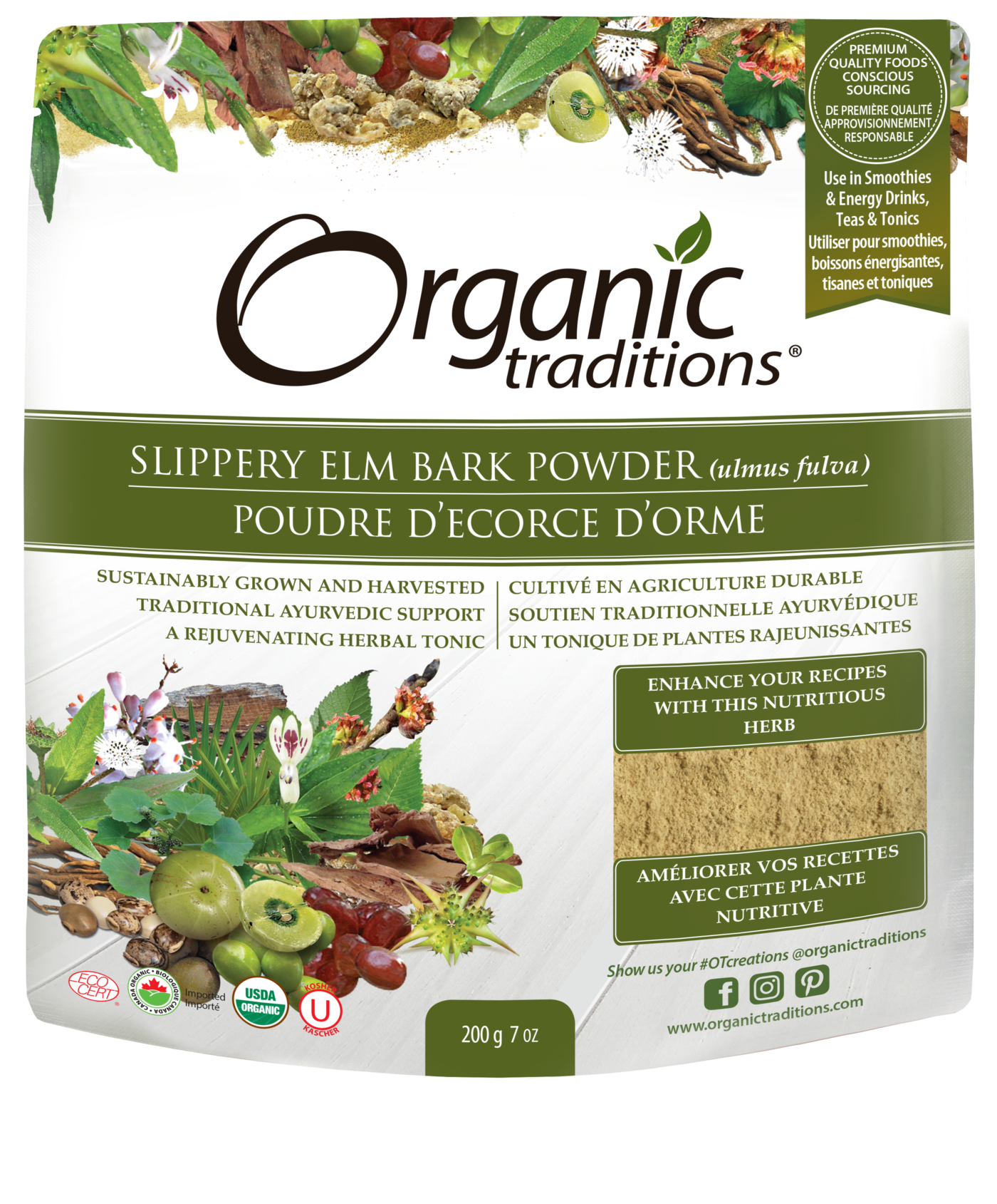 Organic Traditions Slippery Elm Bark Powder - JoyVIVA -  