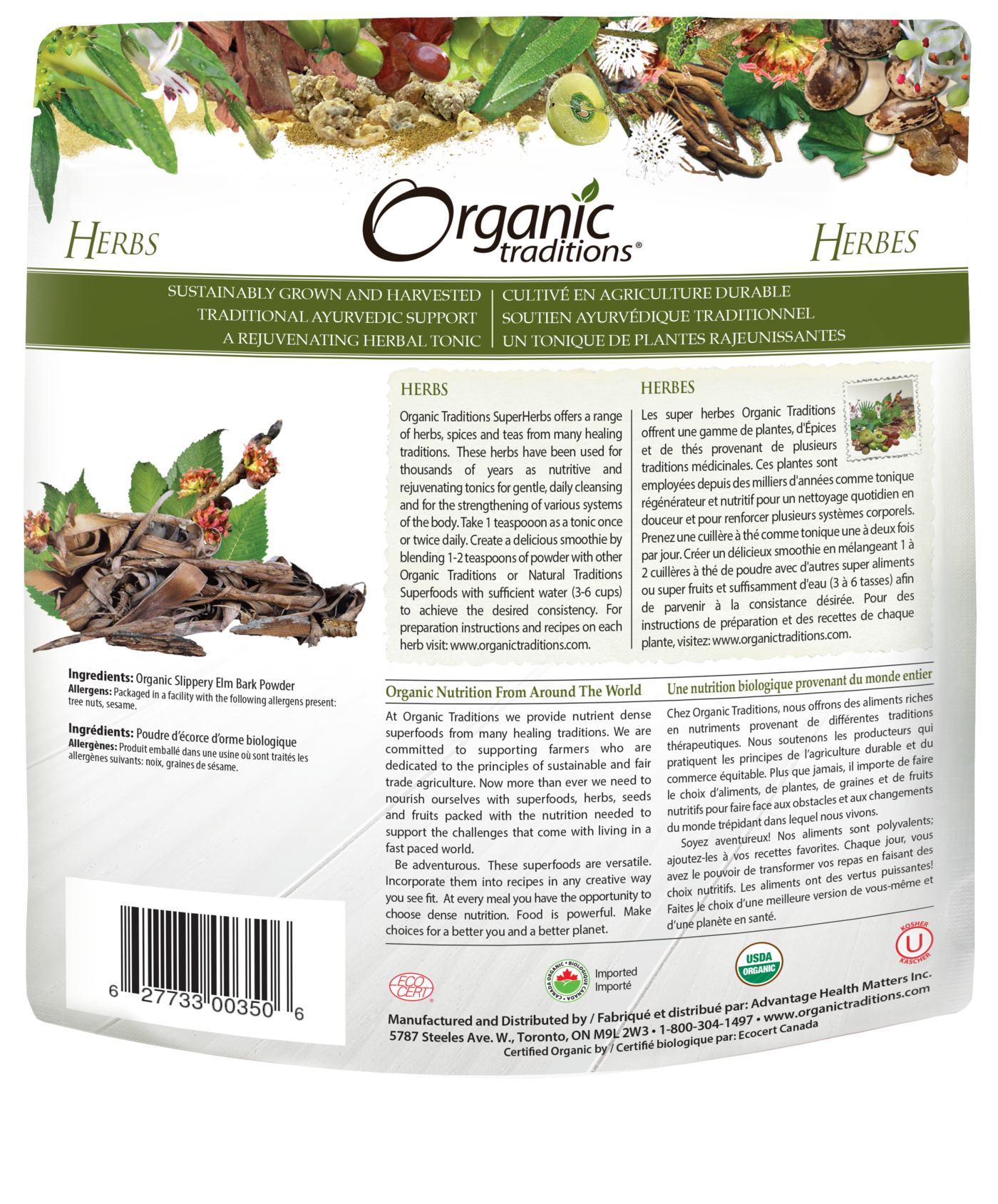 Organic Traditions Slippery Elm Bark Powder - JoyVIVA -  
