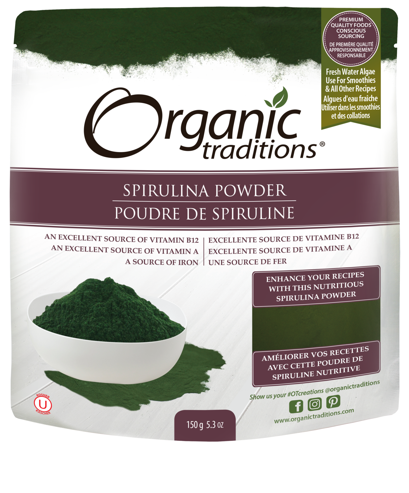 Organic Traditions Spirulina Powder - JoyVIVA -  