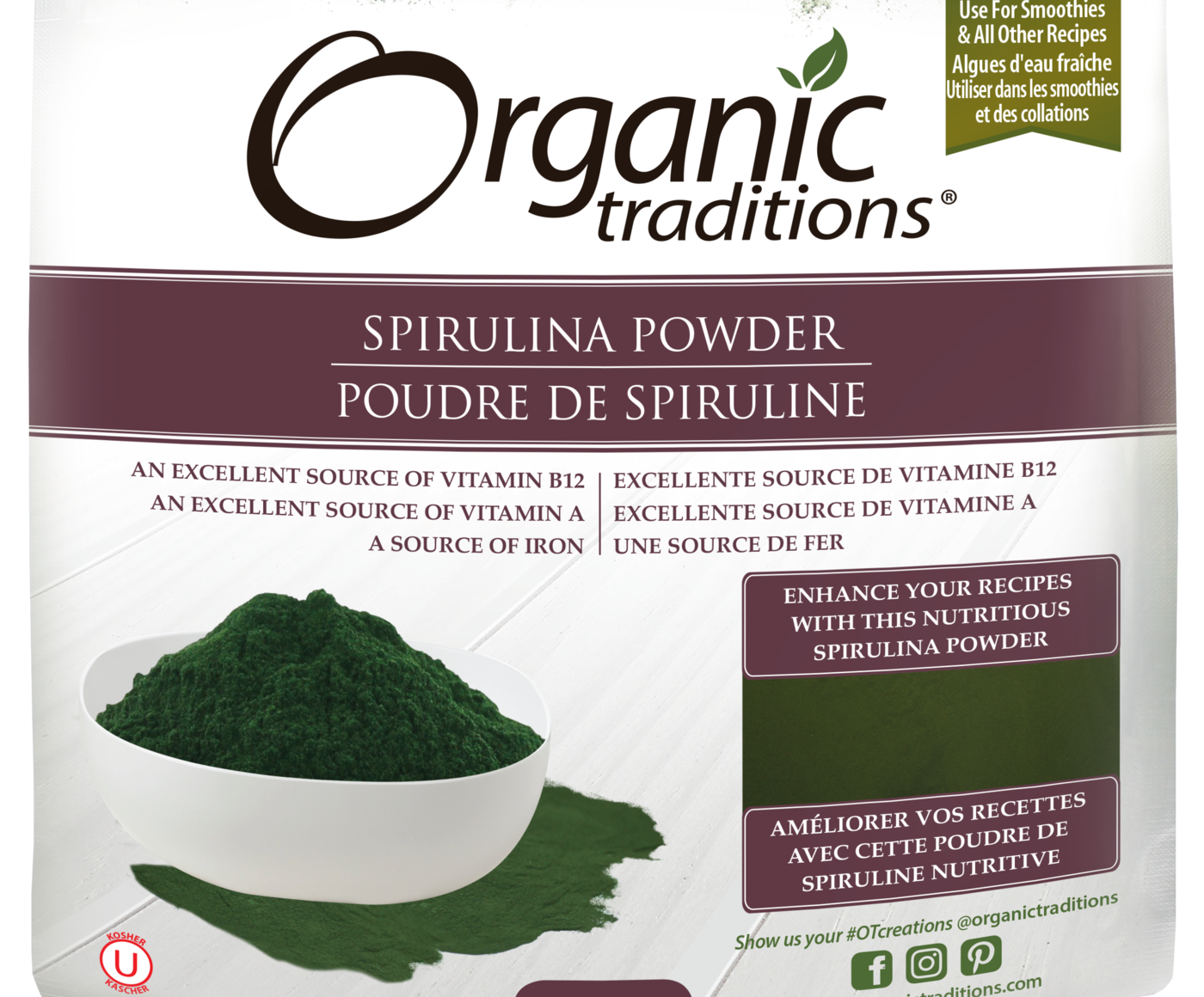 Organic Traditions Spirulina Powder - JoyVIVA -  