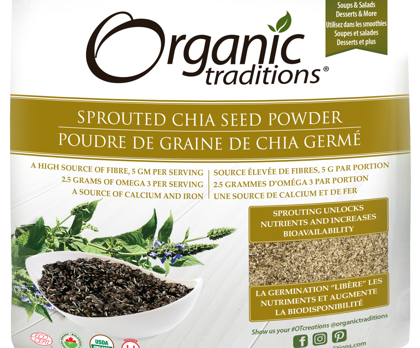 Organic Traditions Sprouted Chia Seed Powder - JoyVIVA -  