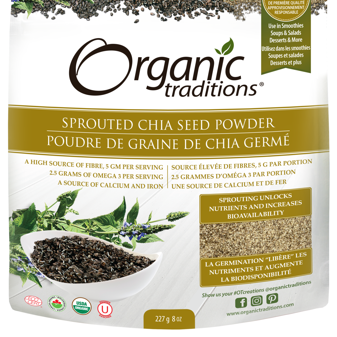 Organic Traditions Sprouted Chia Seed Powder - JoyVIVA -  