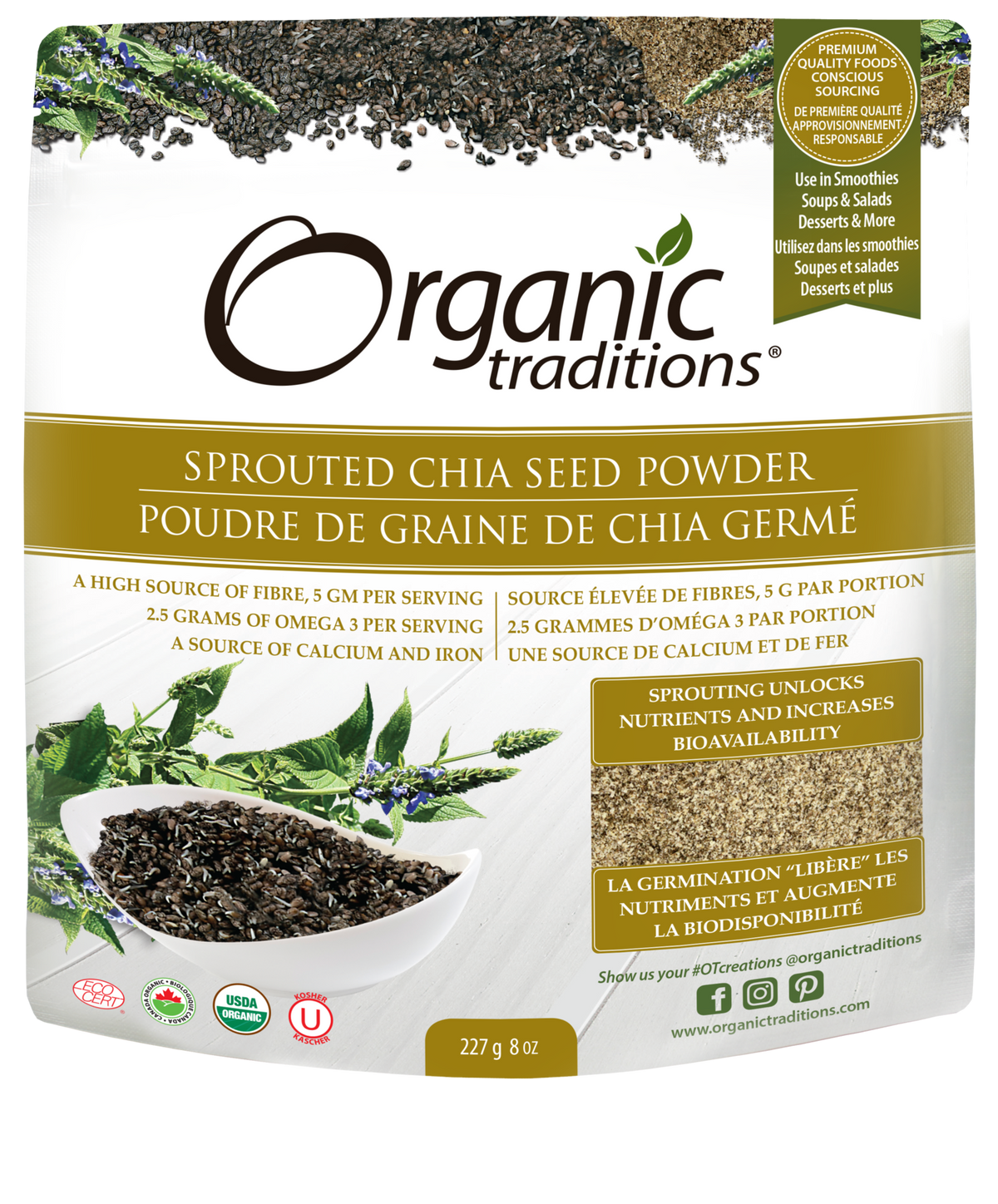 Organic Traditions Sprouted Chia Seed Powder - JoyVIVA -  