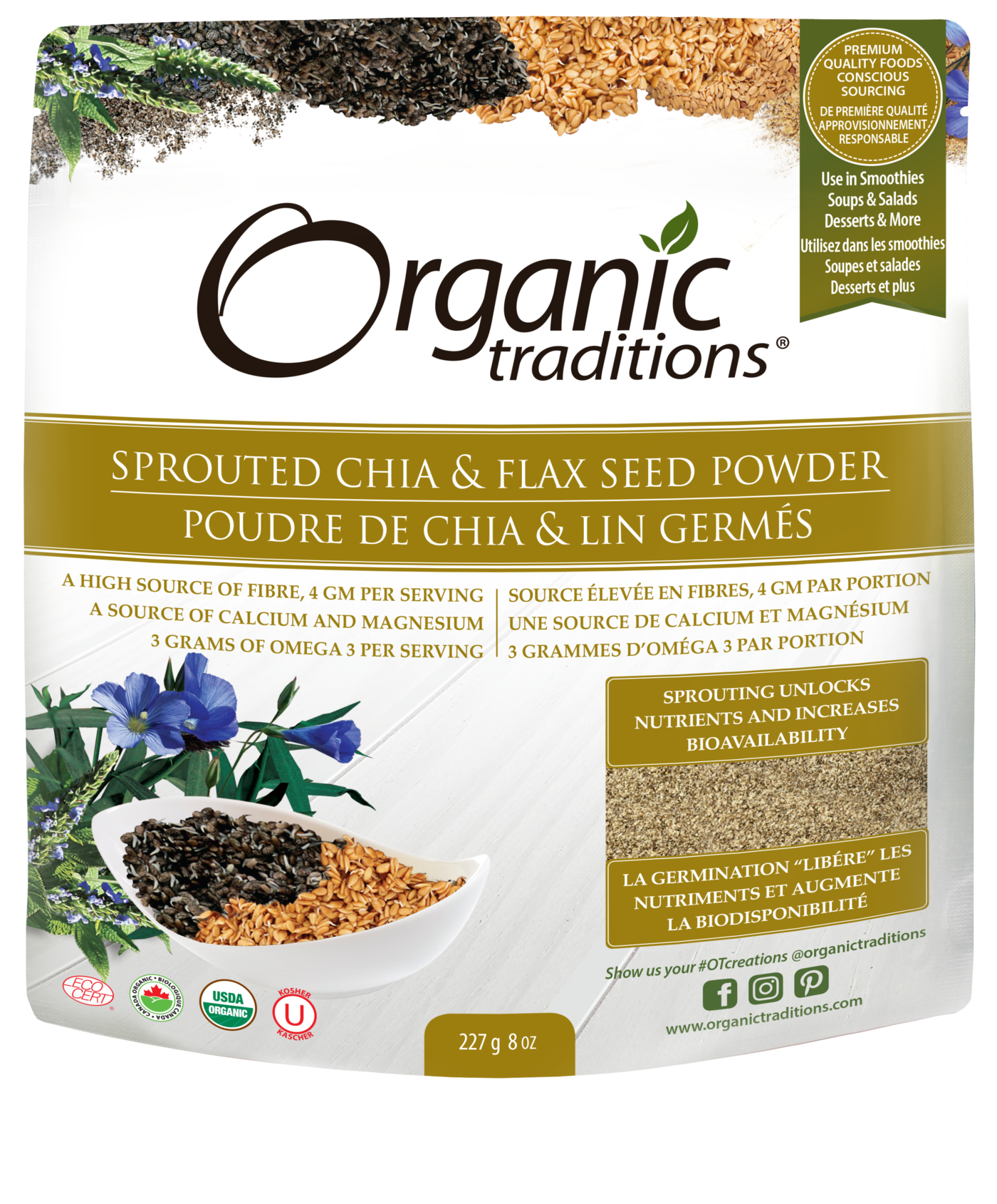 Organic Traditions Sprouted Chia and Flax Seed Powder - JoyVIVA -  