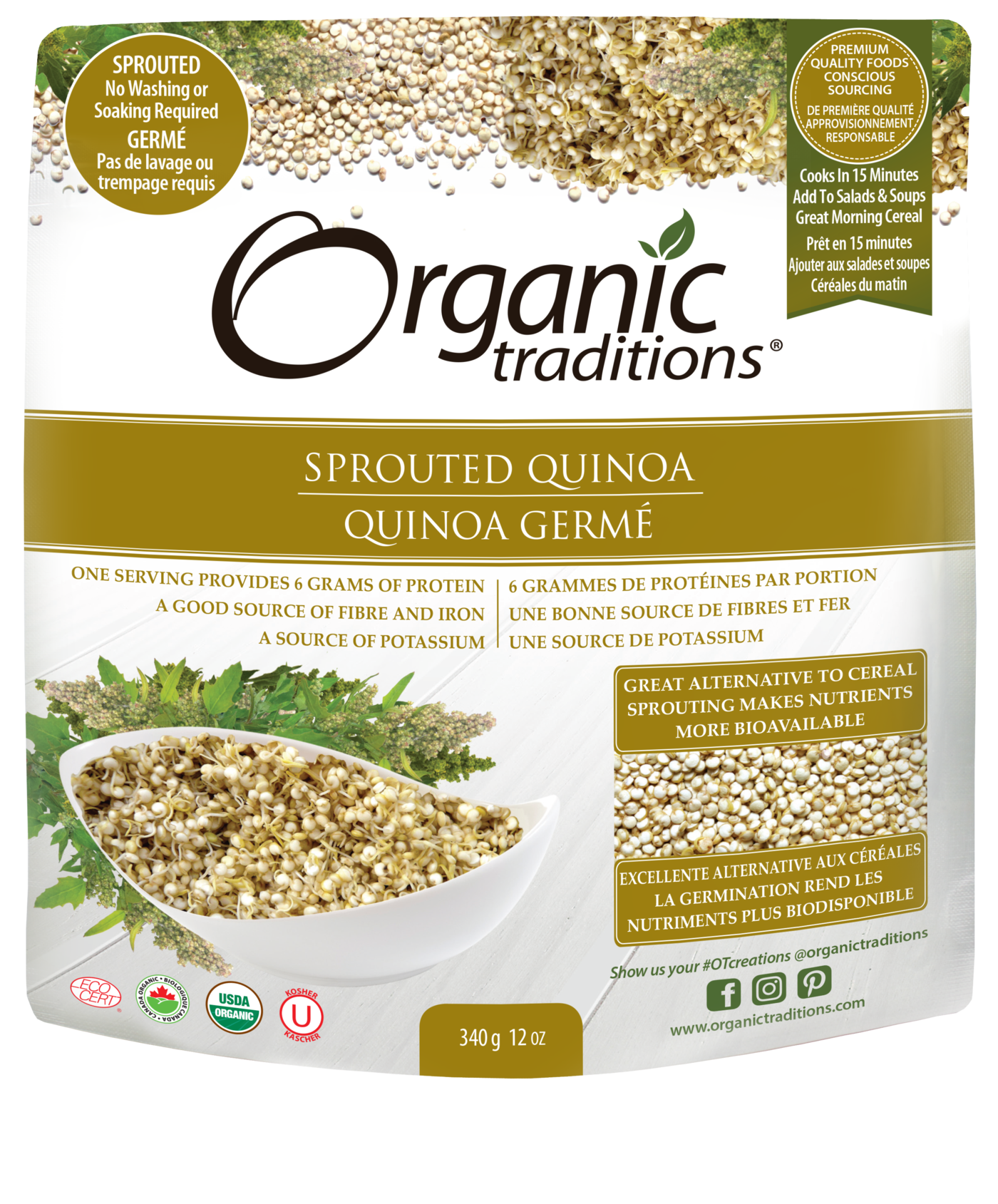 Organic Traditions Sprouted Quinoa - JoyVIVA -  