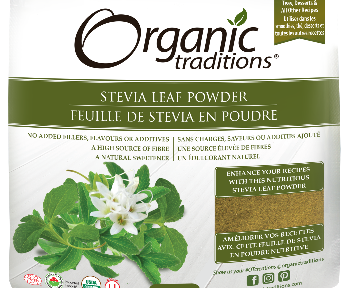 Organic Traditions Stevia Green Leaf Powder - JoyVIVA -  