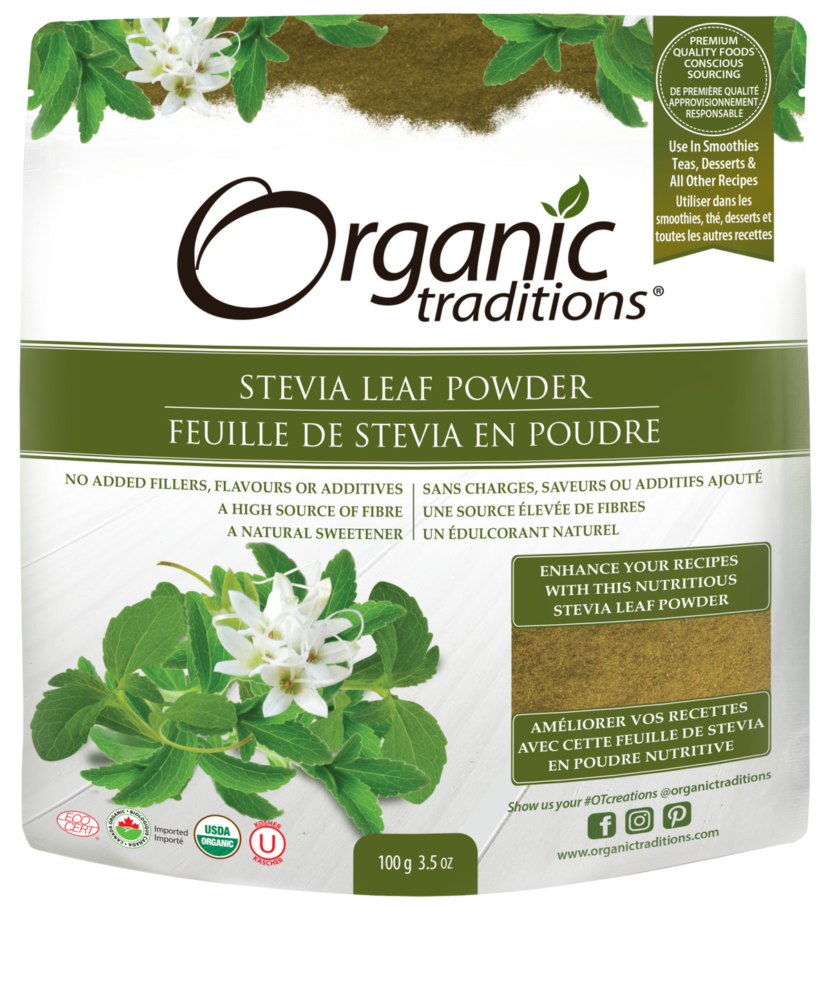 Organic Traditions Stevia Green Leaf Powder - JoyVIVA -  