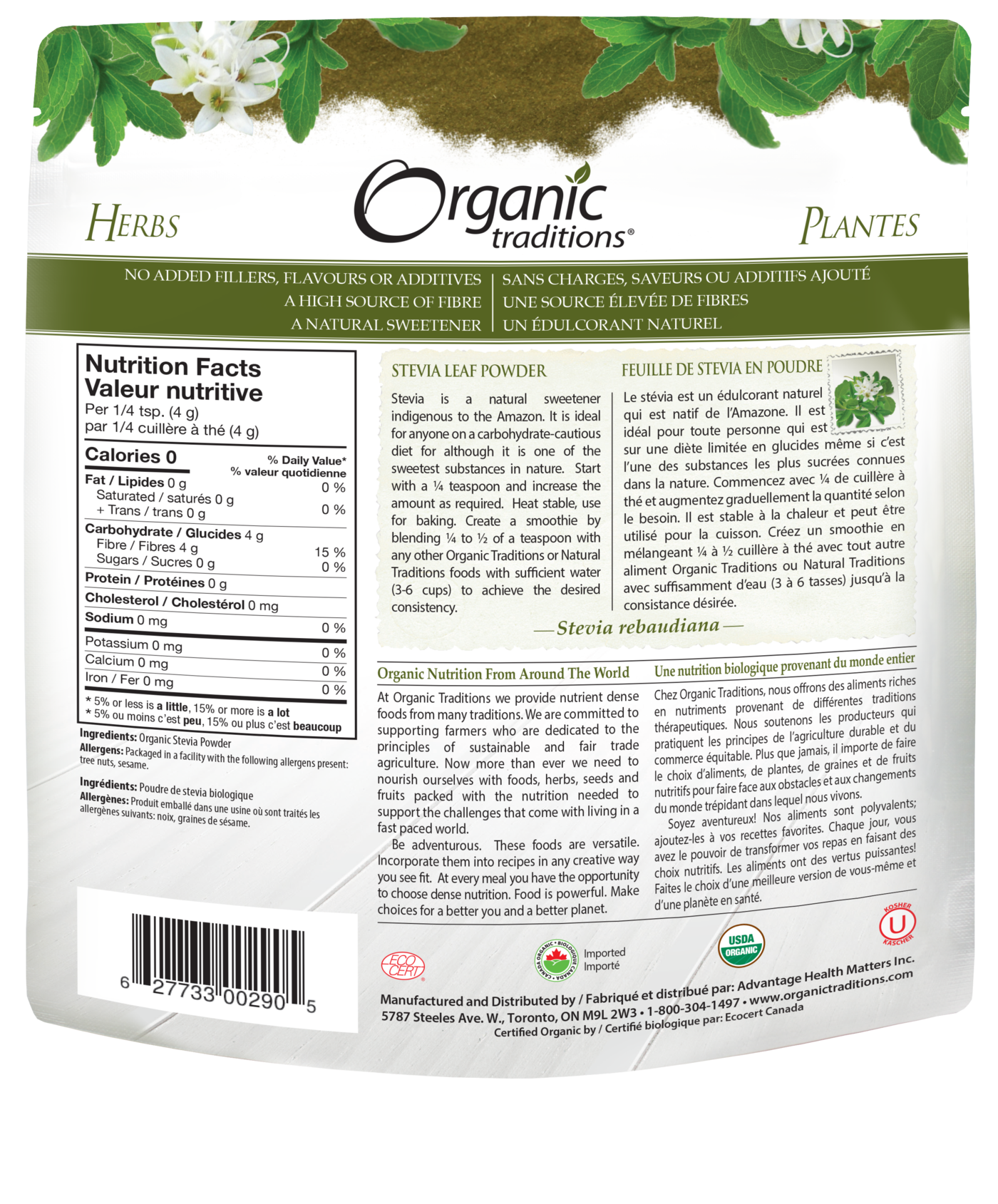 Organic Traditions Stevia Green Leaf Powder - JoyVIVA -  