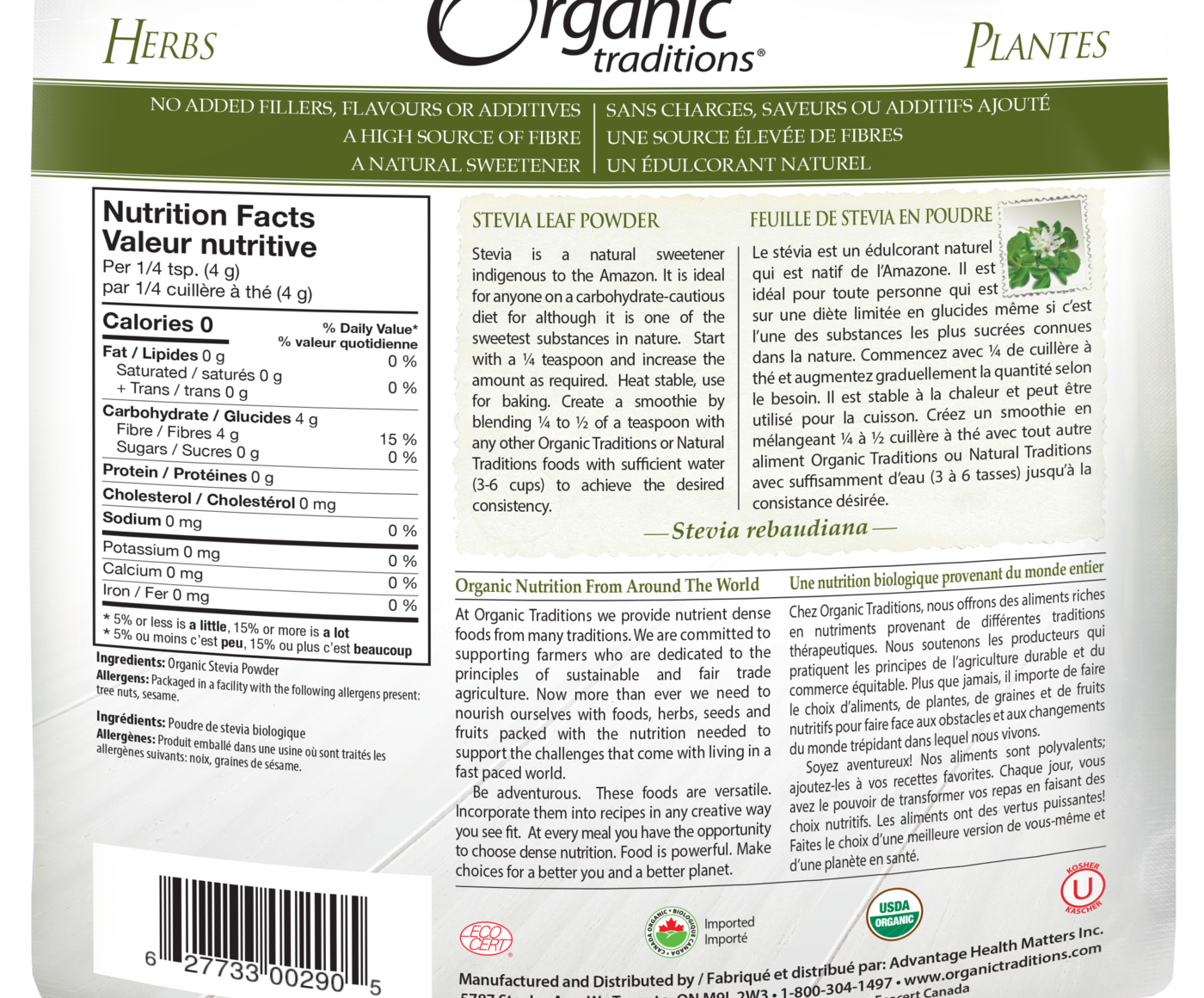 Organic Traditions Stevia Green Leaf Powder - JoyVIVA -  