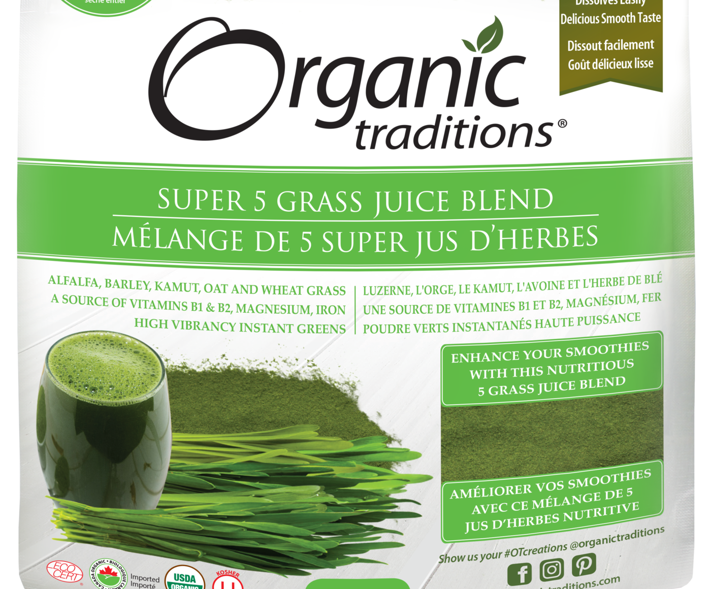 Organic Traditions Super 5 Grass Juice Blend - JoyVIVA -  