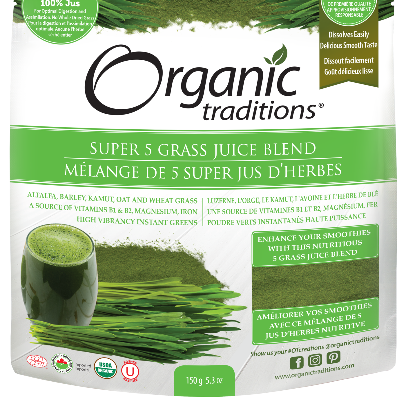 Organic Traditions Super 5 Grass Juice Blend - JoyVIVA -  