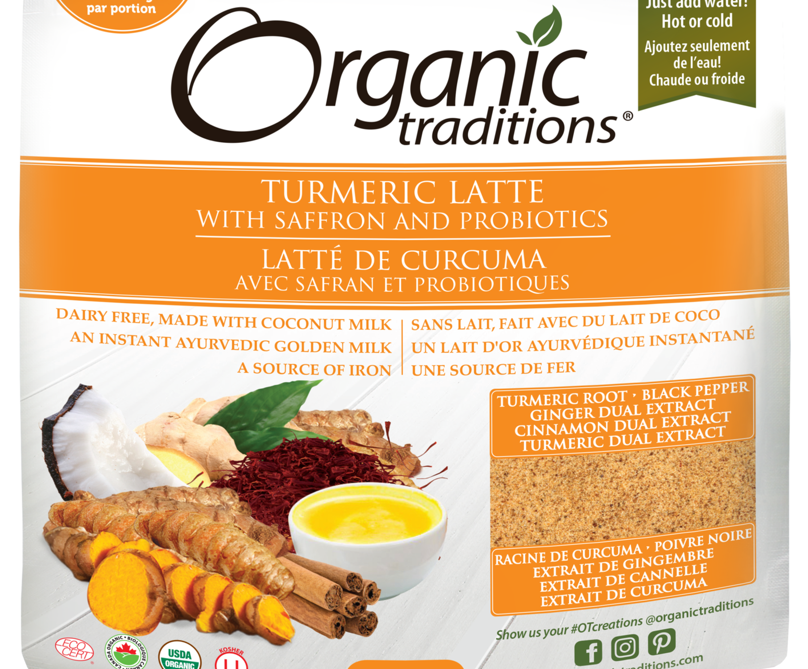 Organic Traditions Turmeric Latte with Probiotics and Saffron - JoyVIVA -  