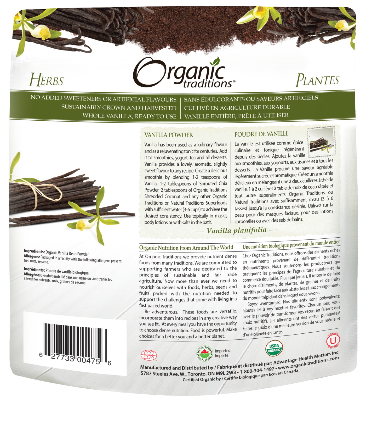 Organic Traditions Vanilla Powder - JoyVIVA -  